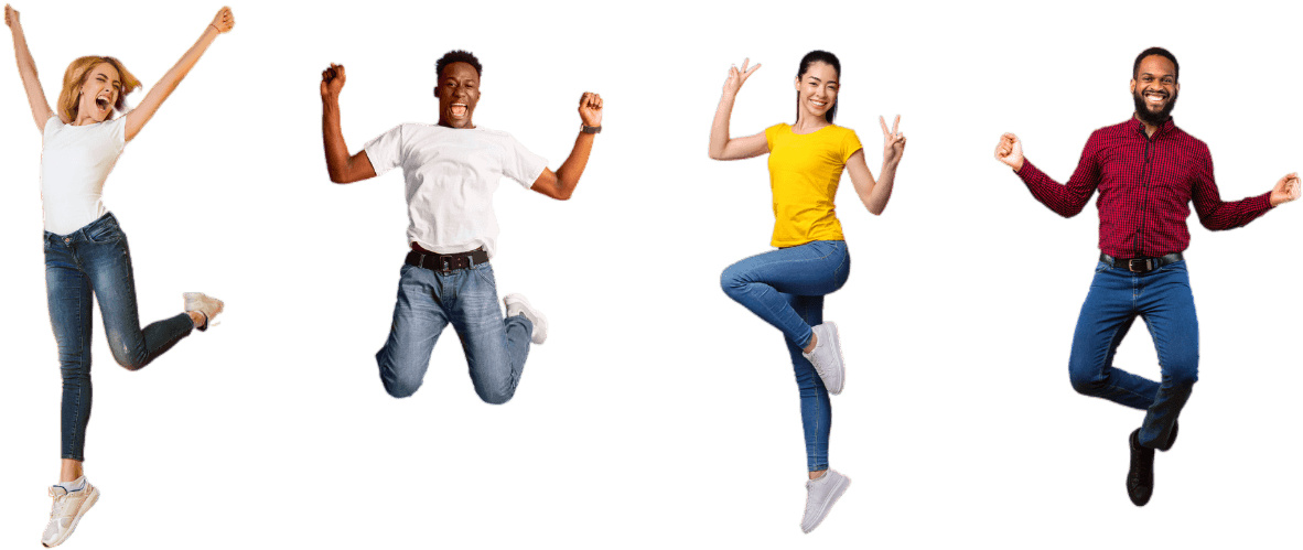 Bonded employees jumping